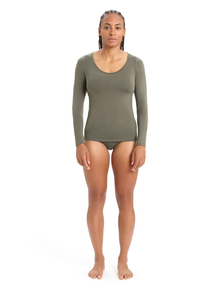 Loden Icebreaker Merino Siren Long Sleeve Sweetheart Top Women's Underwear | AU 1688KORI